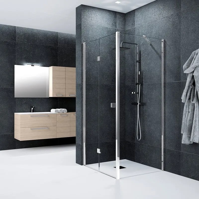 Pannello laterale per box doccia Glam L 80 x H 200cm, Sp. 6 mm vetro vetro senza finitura / trasparente profilo in alluminio cromato