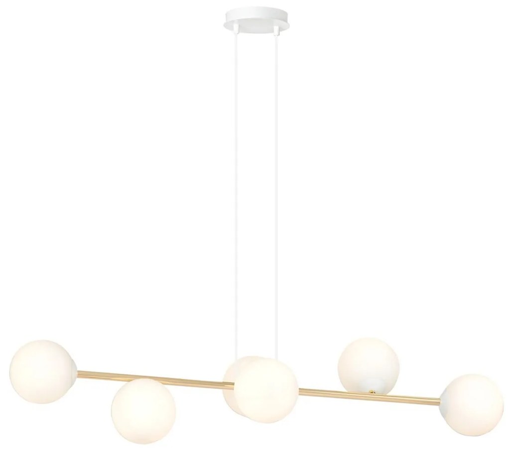 Lampadario a sospensione GRAVITY 6 Nero/Bianco e Oro 6xE14