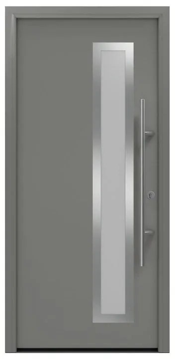 Portoncino d'ingresso HORMANN Iso Pro Secur 730s con vetro L 90 x H 210 cm in acciaio grigio, apertura tirare a destra