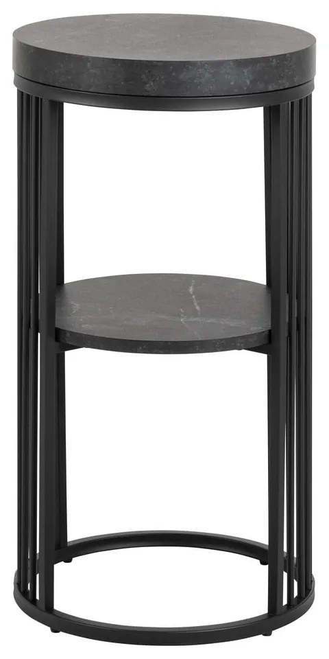 Comodino nero con piano effetto marmo Strington - Actona