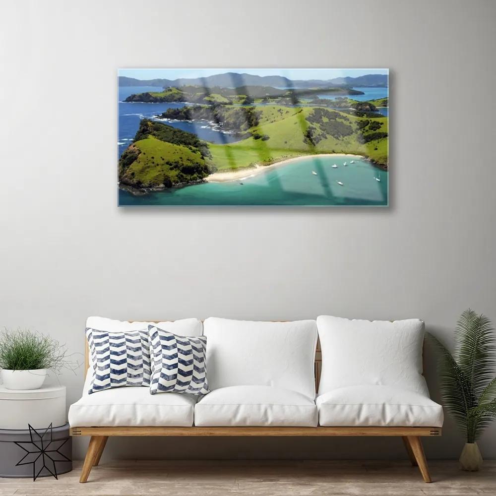 Quadro su vetro acrilico Paesaggio della foresta della spiaggia del mare 100x50 cm