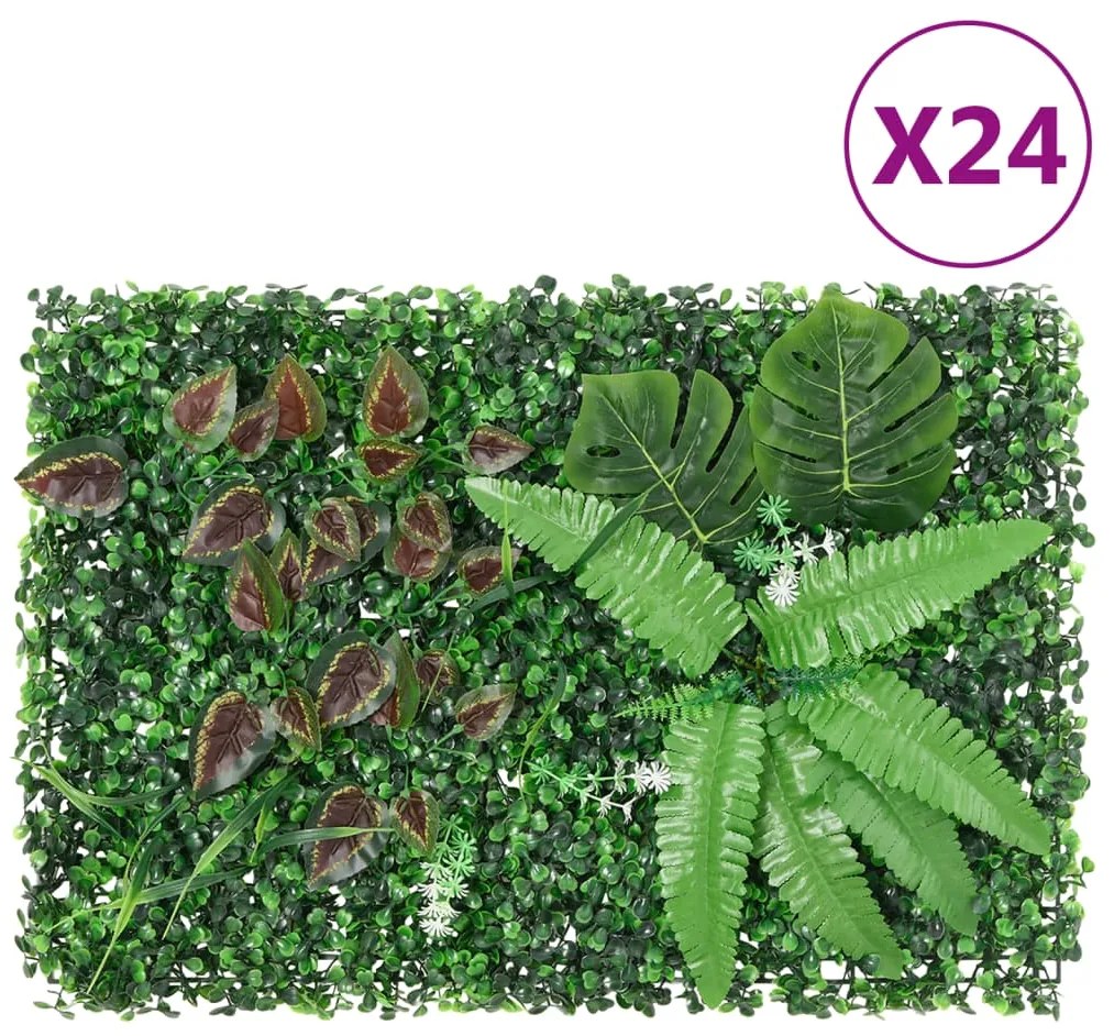 Recinzione Piante Artificiali 24 Pz Verde 40x60 Cm /
