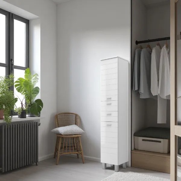 Colonna bagno a terra H195 a 2 ante e 2 cassetti RIGO Bianco Lucido