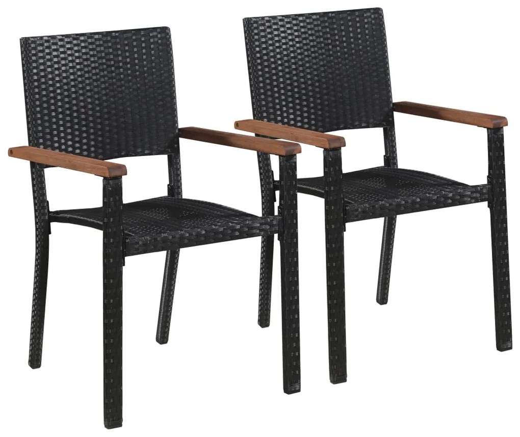 Sedie da giardino 2 pz in polyrattan nero