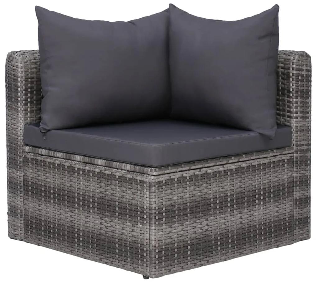 Set divani da giardino 3 pz con cuscini grigio in polyrattan