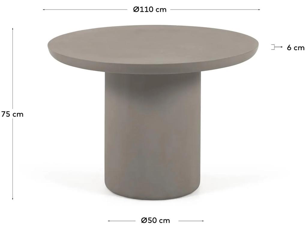 Kave Home - Tavolo da esterno Taimi rotondo in cemento Ã˜ 110 cm