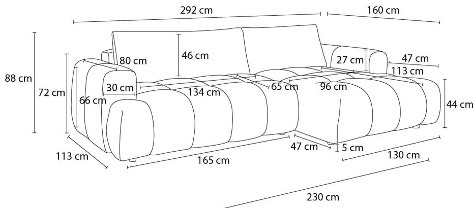 Divano angolare color mattone allungabile e con contenitore (penisola a sinistra/chaise lounge) Fuji – Bobochic Paris