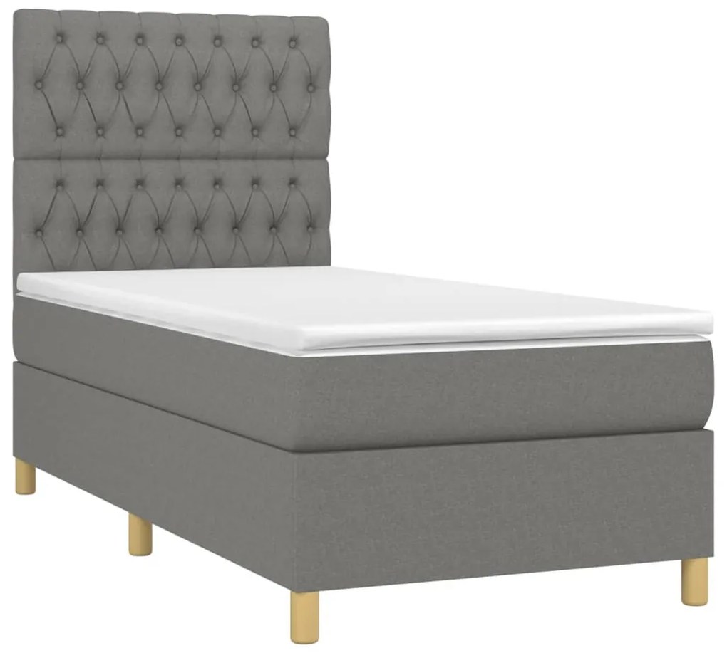Giroletto a molle con materasso grigio scuro 90x190 cm tessuto
