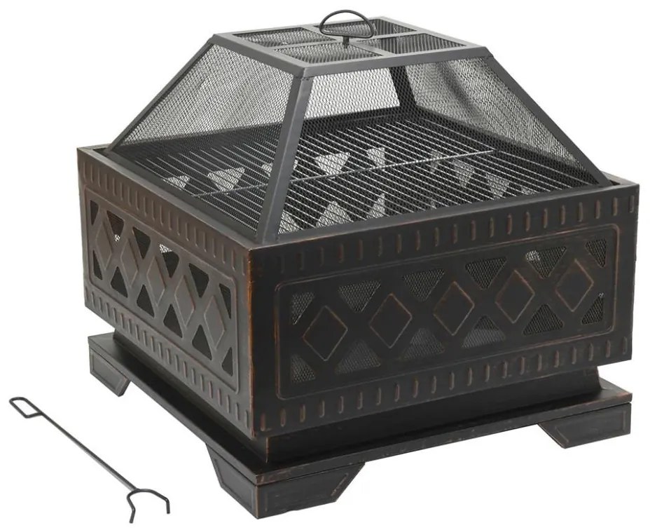 Griglia portatile a legna con griglia nera/patinata