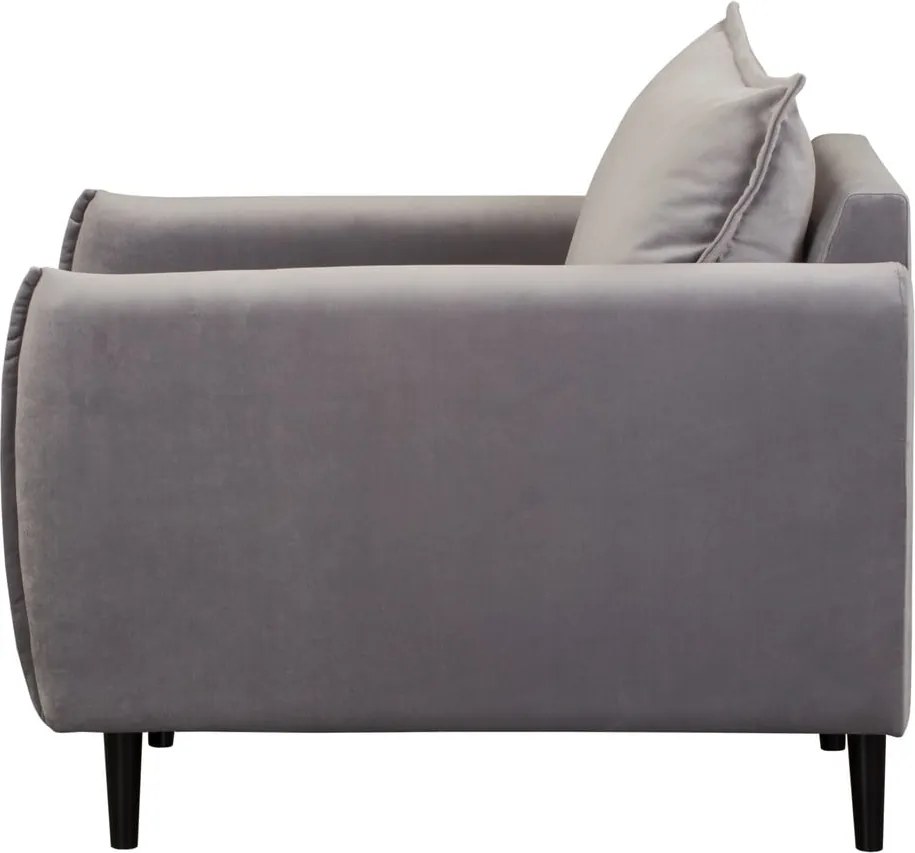 Poltrona grigia con rivestimento in velluto Juli – Ropez