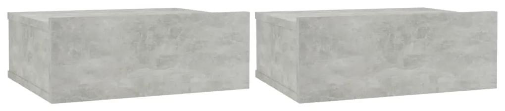 Comodini pensili 2 pz grigio cemento 40x30x15 cm in truciolato