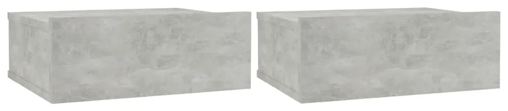 Comodini pensili 2 pz grigio cemento 40x30x15 cm in truciolato