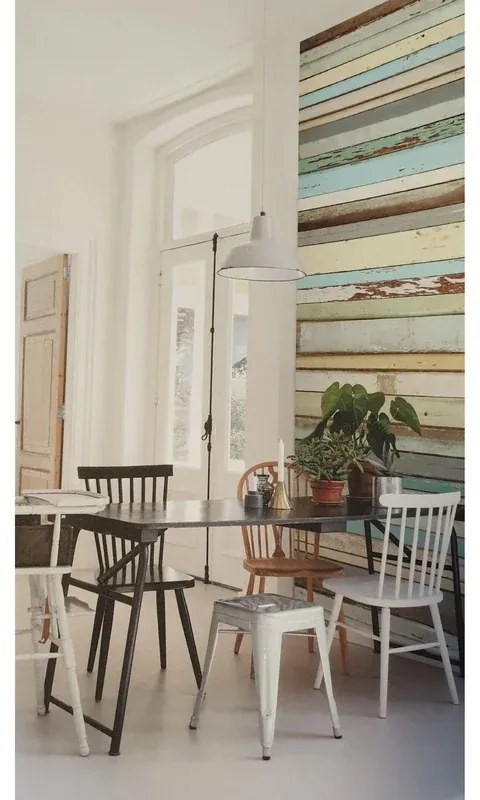 Fotomurale Perline, azzurro, marrone e beige 186 x 280 cm