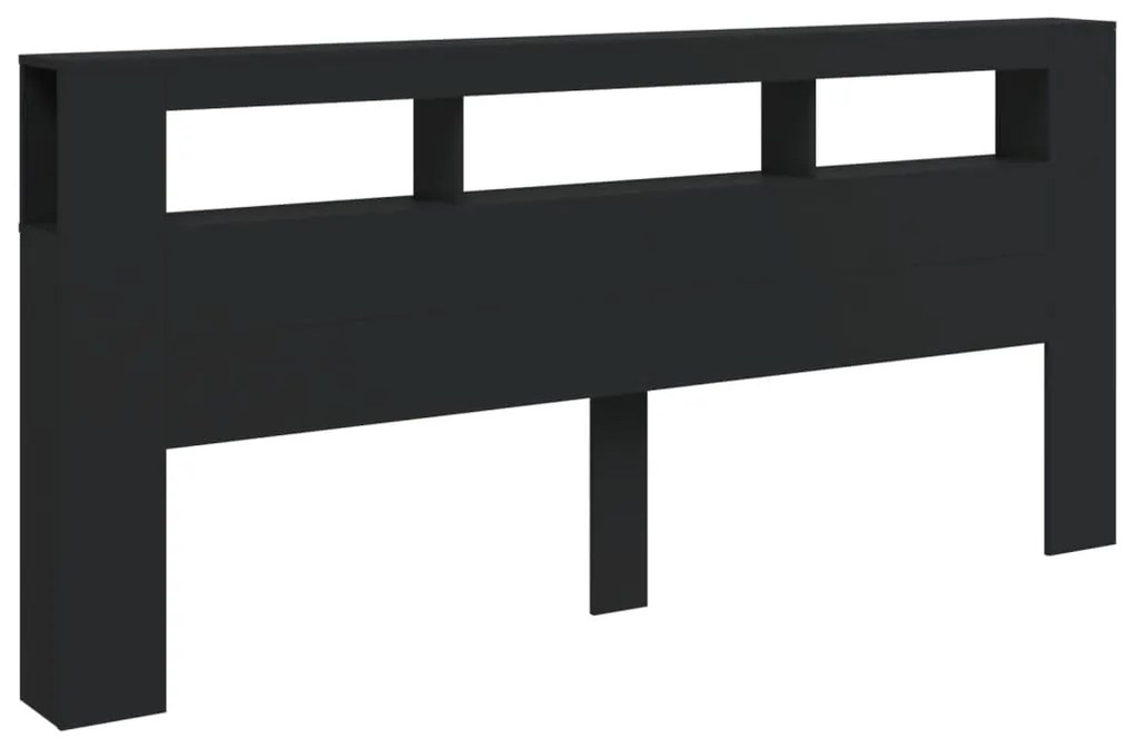 Testiera led nera 220x18,5x103,5 cm legno multistrato