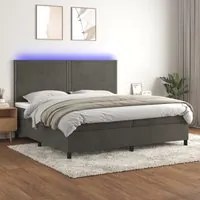 Letto a Molle con Materasso e LED Grigio Scuro 200x200 cm 3136084