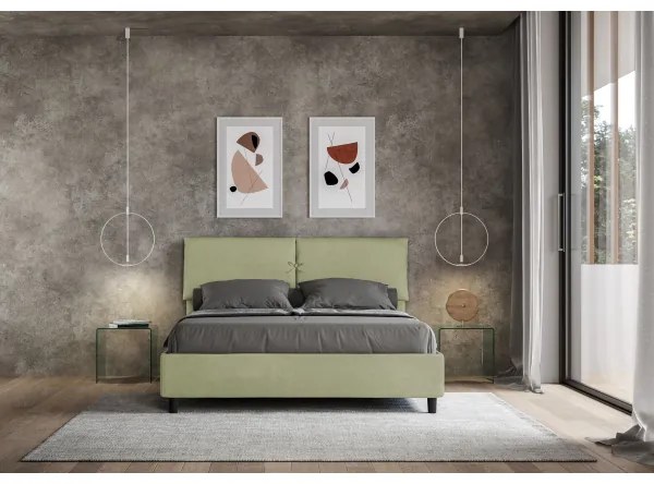 Letto matrimoniale e rete 160x190 in microfibra tč verde Mados