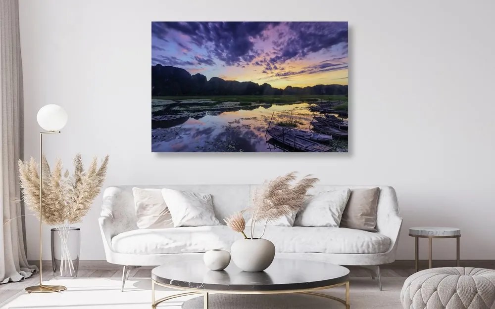 Stampa su tela – Tramonto romantico sulle montagne