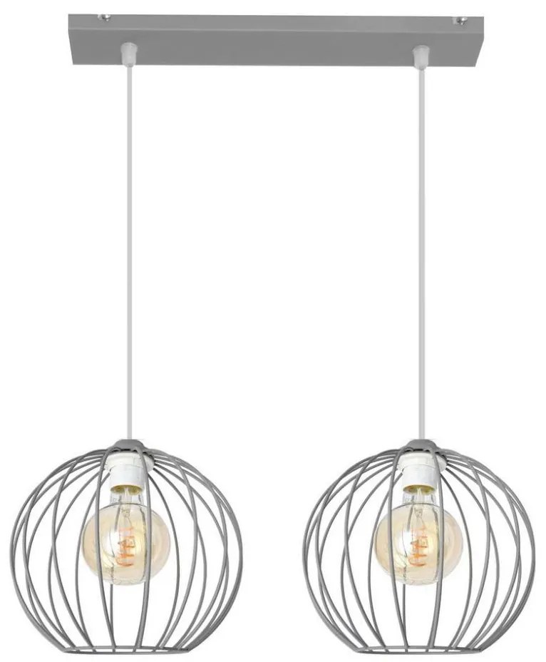 Lampadario su corda MERCURE 2xE27/15W/230V grigio