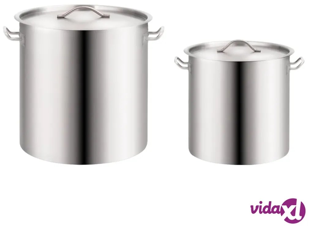 vidaXL Set di Pentole 2 pz 98/50 L in Acciaio Inossidabile