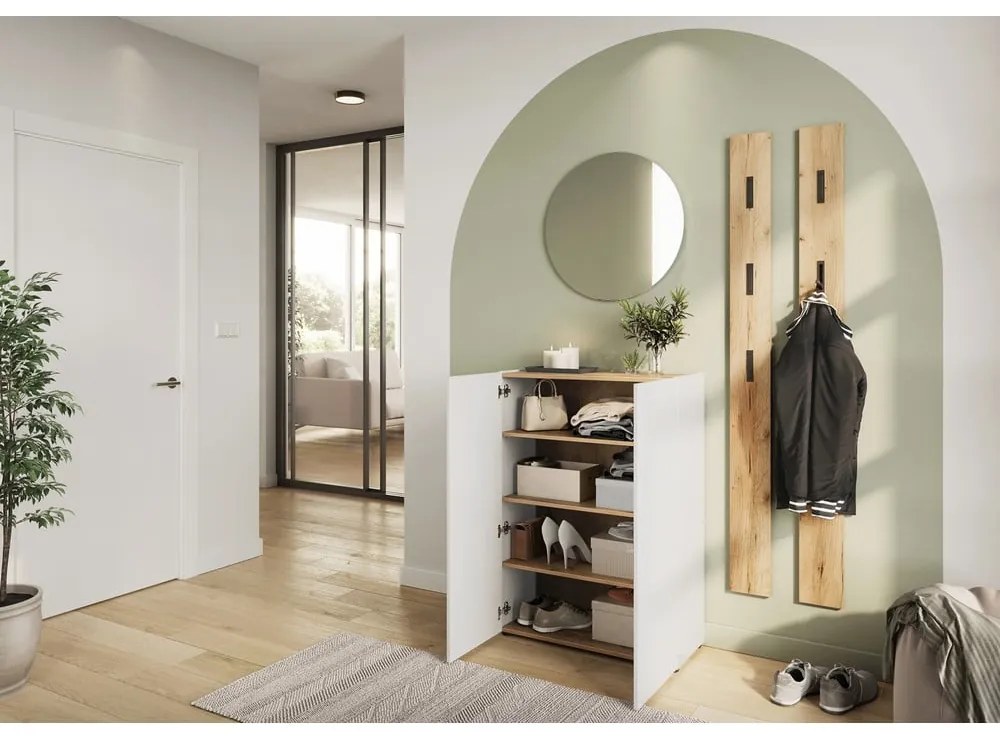 Set di mobili da ingresso bianco con effetto rovere 74x200x33 cm Alviano – Germania