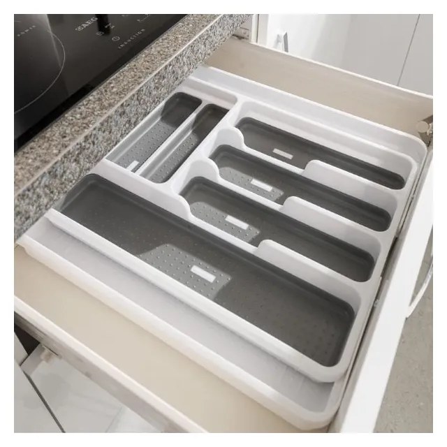 Credenza in plastica grigia e bianca per cassetto 58,5 x 41,5 cm - Addis