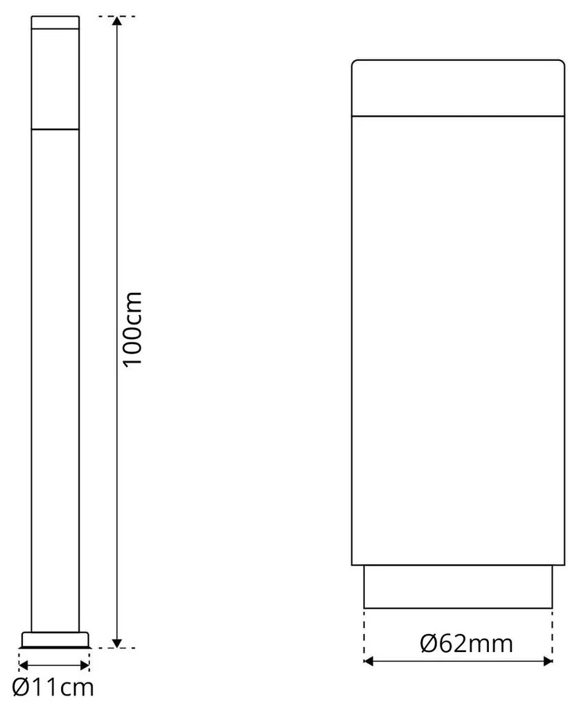 Paletto da Giardino 100cm acciaio INOX GRIGIO IK06 IP54 base E27 Colore Grigio