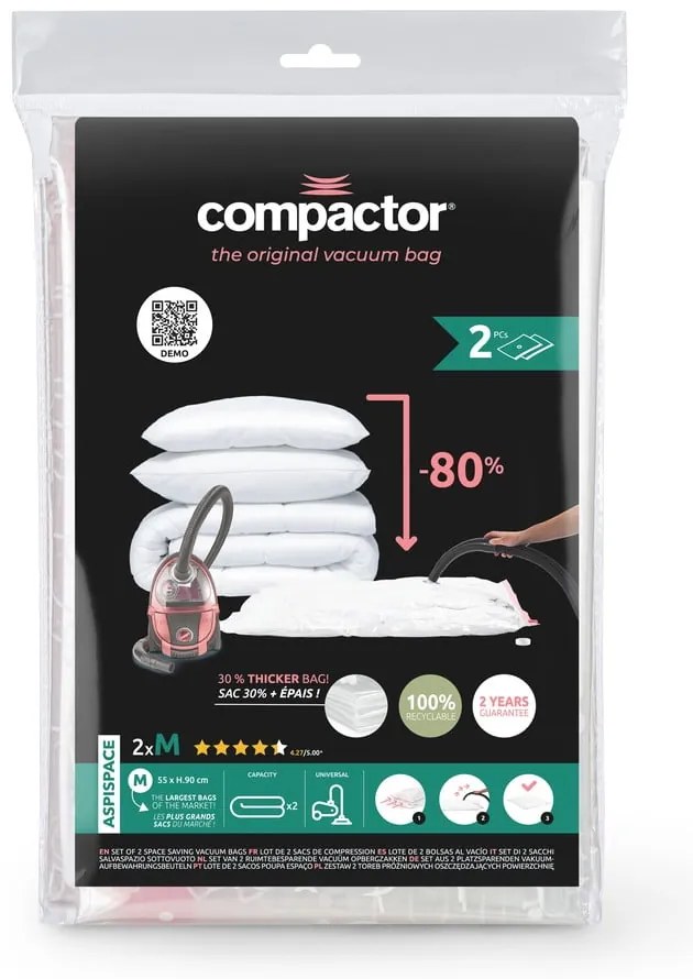 Sacchetti per il vuoto in set da 2 pezzi Premium Valve M - Compactor