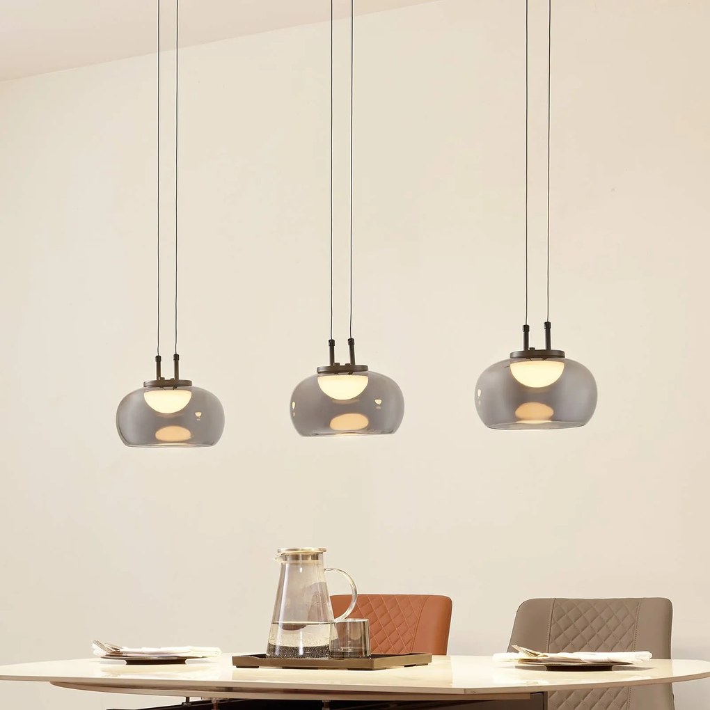 Lampada a sospensione in vetro Dain Lucande, Alluminio / Grigio / Zincato, Soggiorno / Sala da pranzo, Vetro, Moderno, Lampada a sospensione