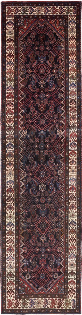 Hamedan Tappeto 410 x 110 Blu (Iran) Annodato A Mano