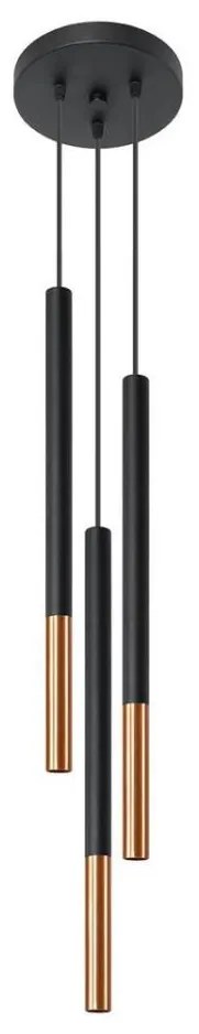 Lampadario su filo MOSAIC 3xG9/12W/230V nero/rame