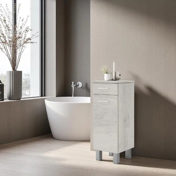 Mobile multiuso 35x34 con anta e cassetto GAIA Quercia Bianco