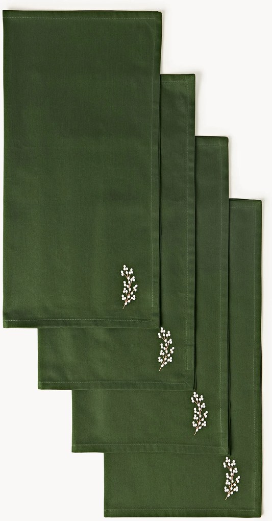 Set di 4 tovaglioli natalizi ricamati Torry