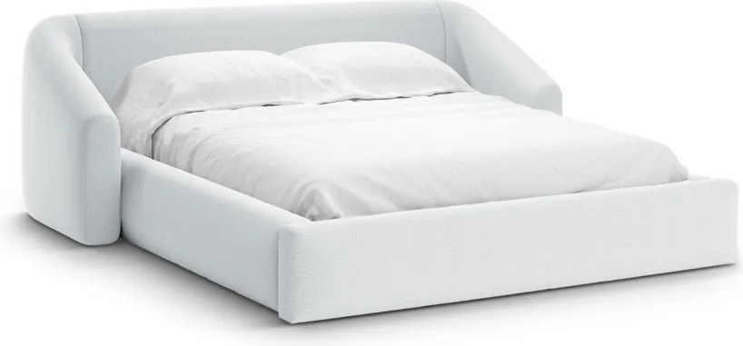 Letto contenitore Campi con testiera in tessuto strutturato – 200x200 cm