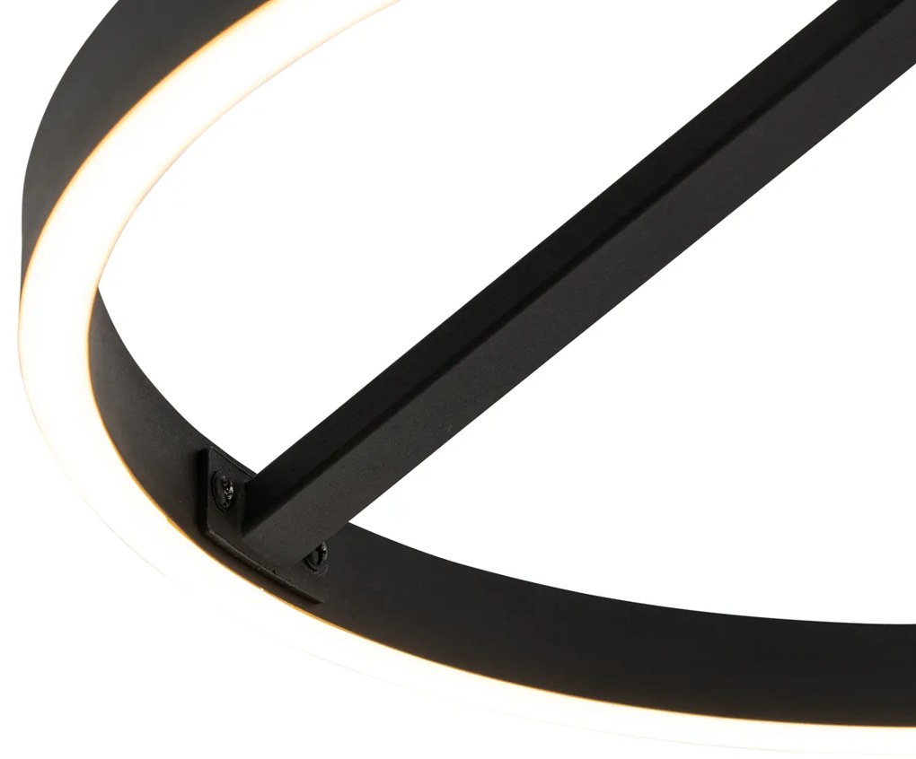 Plafoniera di design nera con LED dimmerabile a 3 livelli - Anello