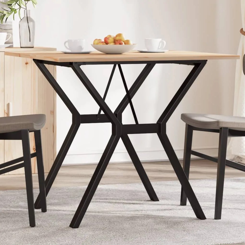 Tavolo Da Pranzo Telaio A Y 80x80x75 Cm Legno Pino E Acciaio /