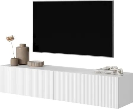 Mobile TV Sospeso 140 Cm Cannettato 2 Ante Bianco Opaco Bali
