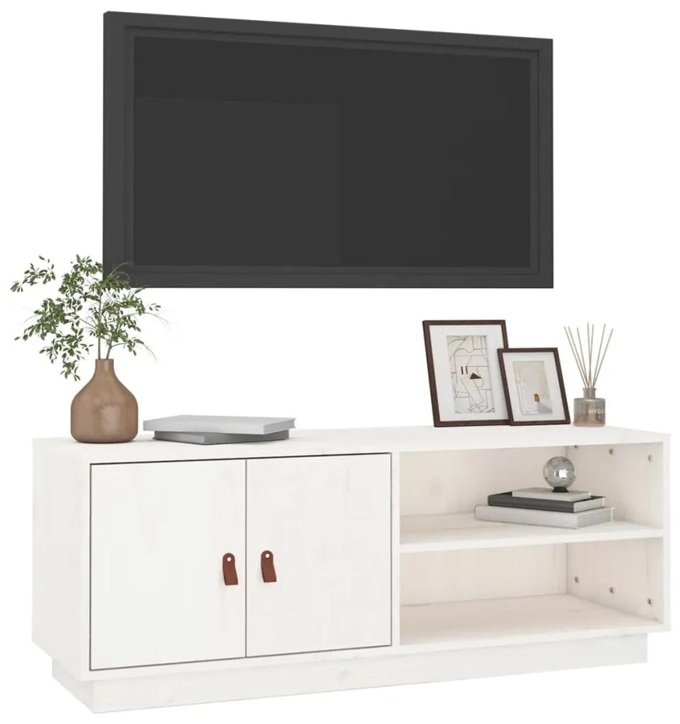 Mobile porta tv bianco 105x34x40 cm in legno massello di pino