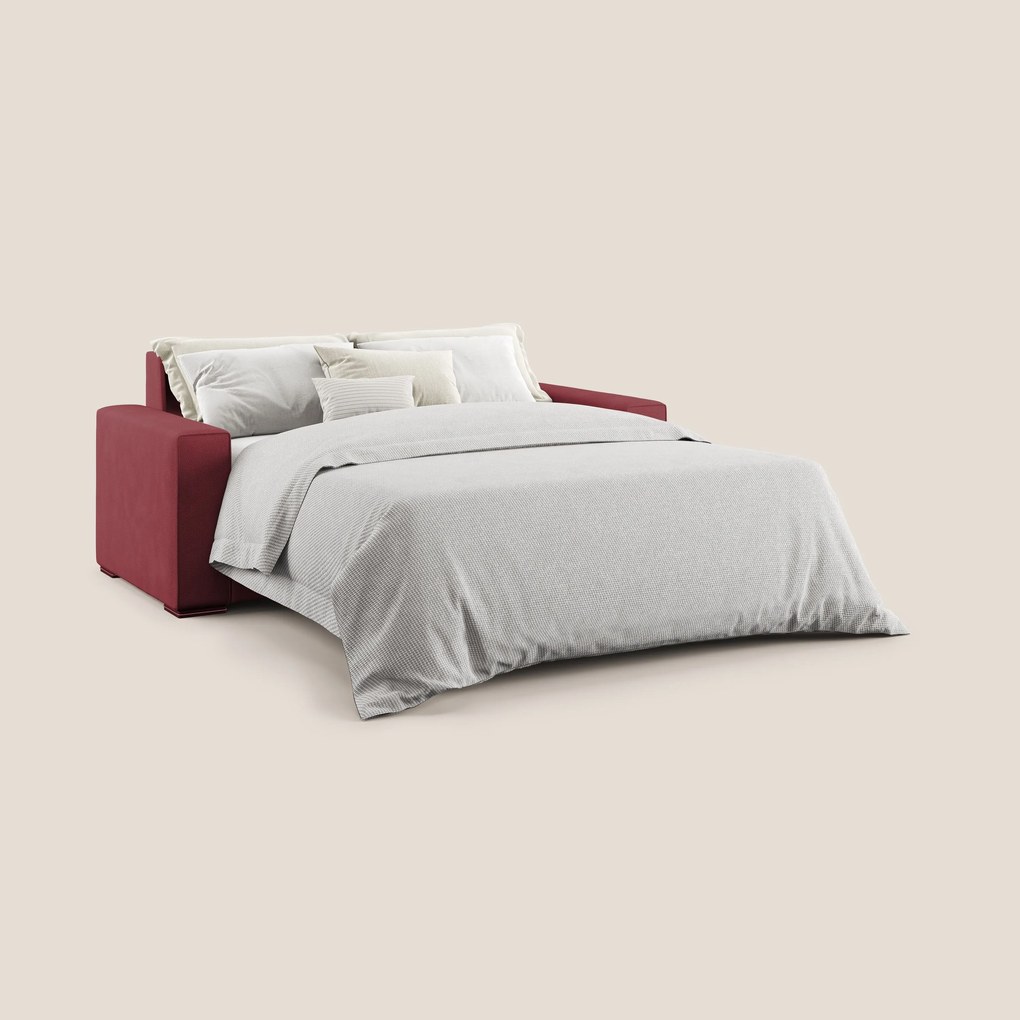 Dream Divano letto matrimoniale in microfibra effetto pelle smacchiabile T15 rosso