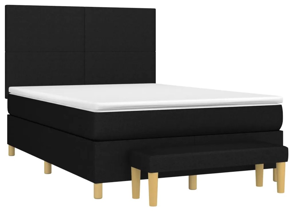 Giroletto a molle con materasso nero 140x200 cm in tessuto