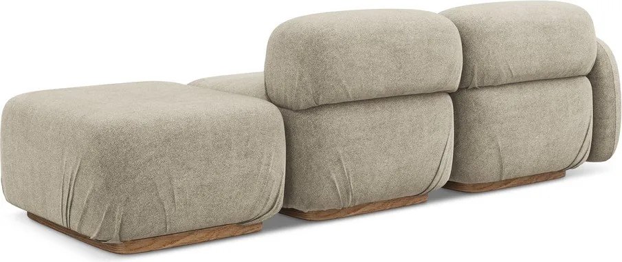 Chaise lounge componibile beige (con penisola a destra) con rivestimento in bouclé Ailani – Makamii