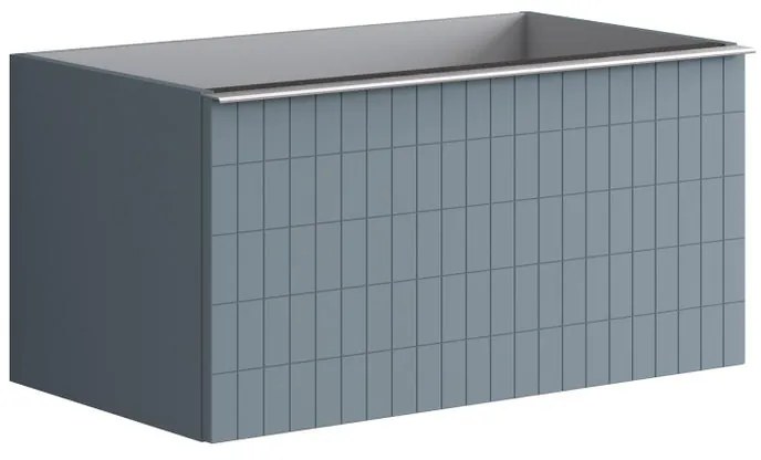 Mobile da bagno sospeso sotto lavabo L 80 x H 40 x P 45.5 cm blu laccato opaco, 1 cassetto Pixel grid