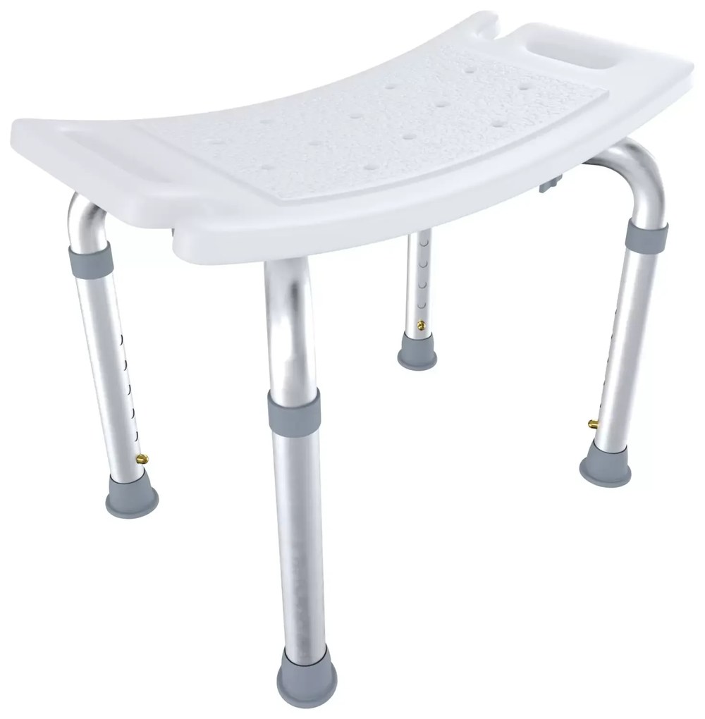 Sgabello Doccia Sedile Vasca Da Bagno Altezza Regolabile In 6 Posizioni Piedini Antiscivolo Portata Max 120 Kg Per Anziani Disabili 50 x 30 Cm Bianco