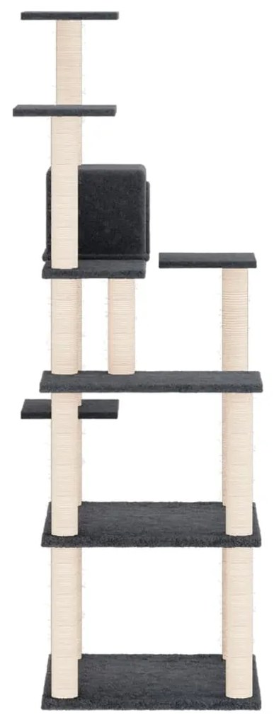 Albero per gatti con tiragraffi in sisal grigio scuro 153 cm