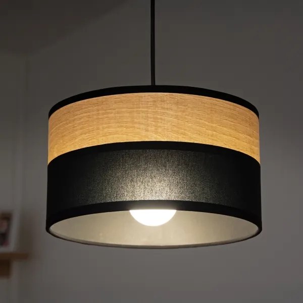 Lampada a sospensione con cavo ALBA 1xE27/15W/230V diam. 25 cm nero/marrone