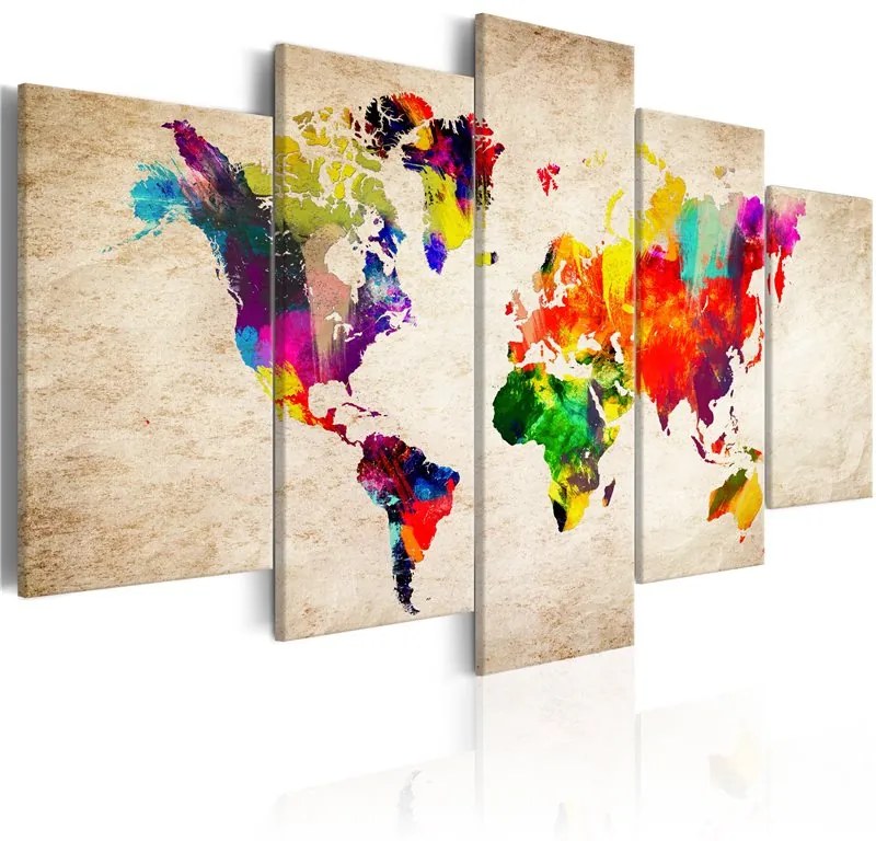 Quadro  World Map: Abstract Fantasy  Colore Beige, Dimensioni e Misure 100x50