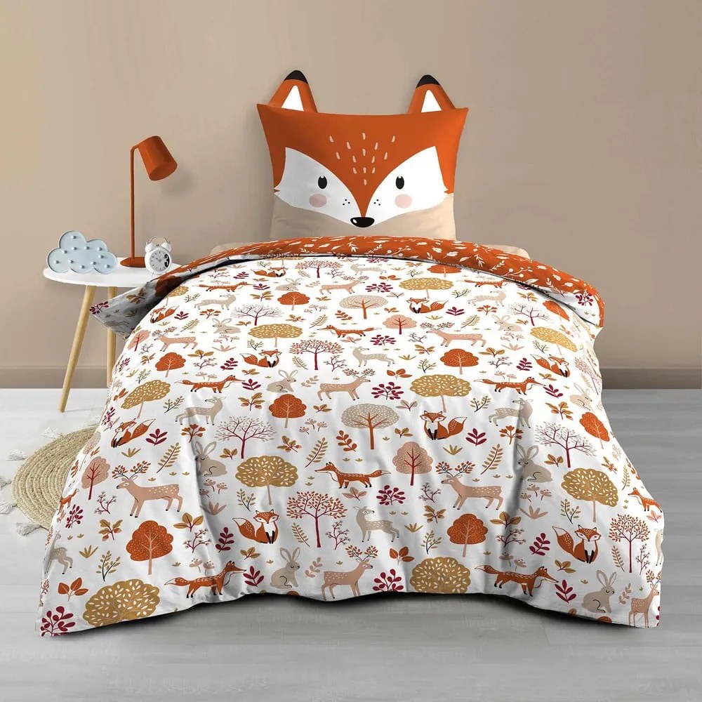 Set copripiumino e federa da bambini bianco/color terracotta in cotone per letto singolo 140x200 cm Roxy – douceur d'intérieur