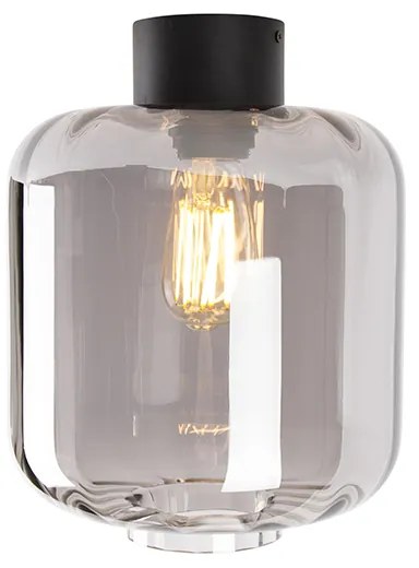 Plafoniera di design nera con vetro fumé - Qara