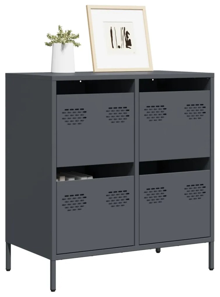 Credenza Antracite 68x39x73,5 Cm İn Acciaio Laminato A Freddo /
