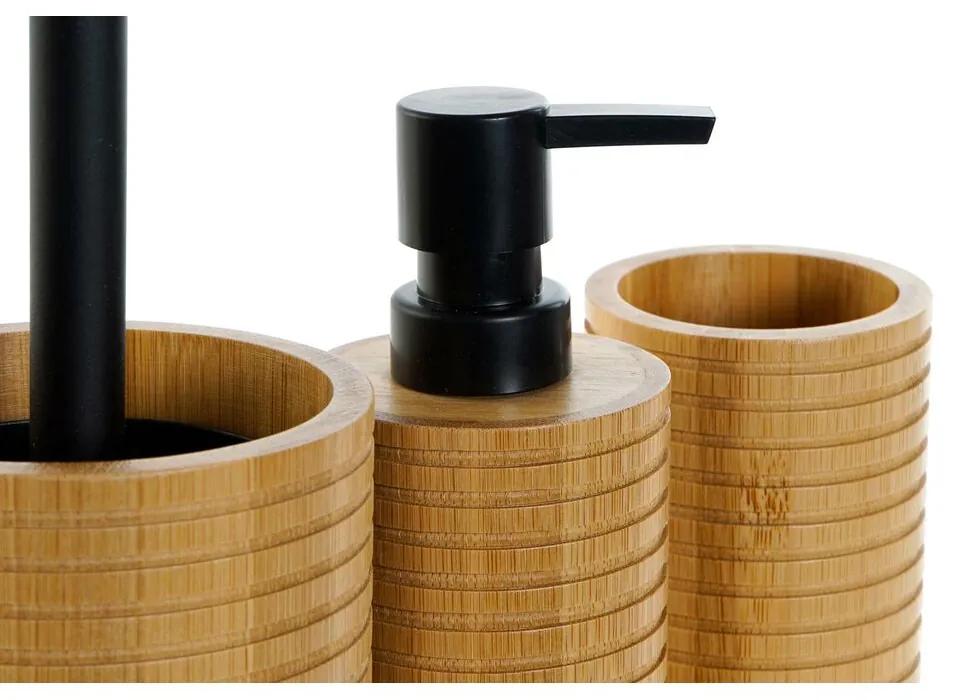 Set da Bagno DKD Home Decor Nero Naturale Bambù (7 x 7 x 16,5 cm) (3 Pezzi)
