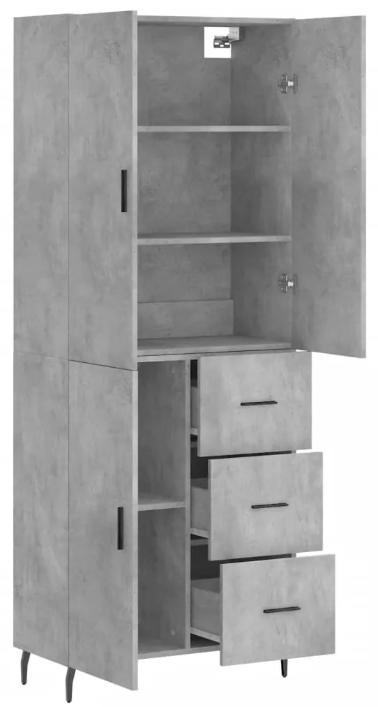 Credenza grigio cemento 69,5x34x180 cm in legno multistrato